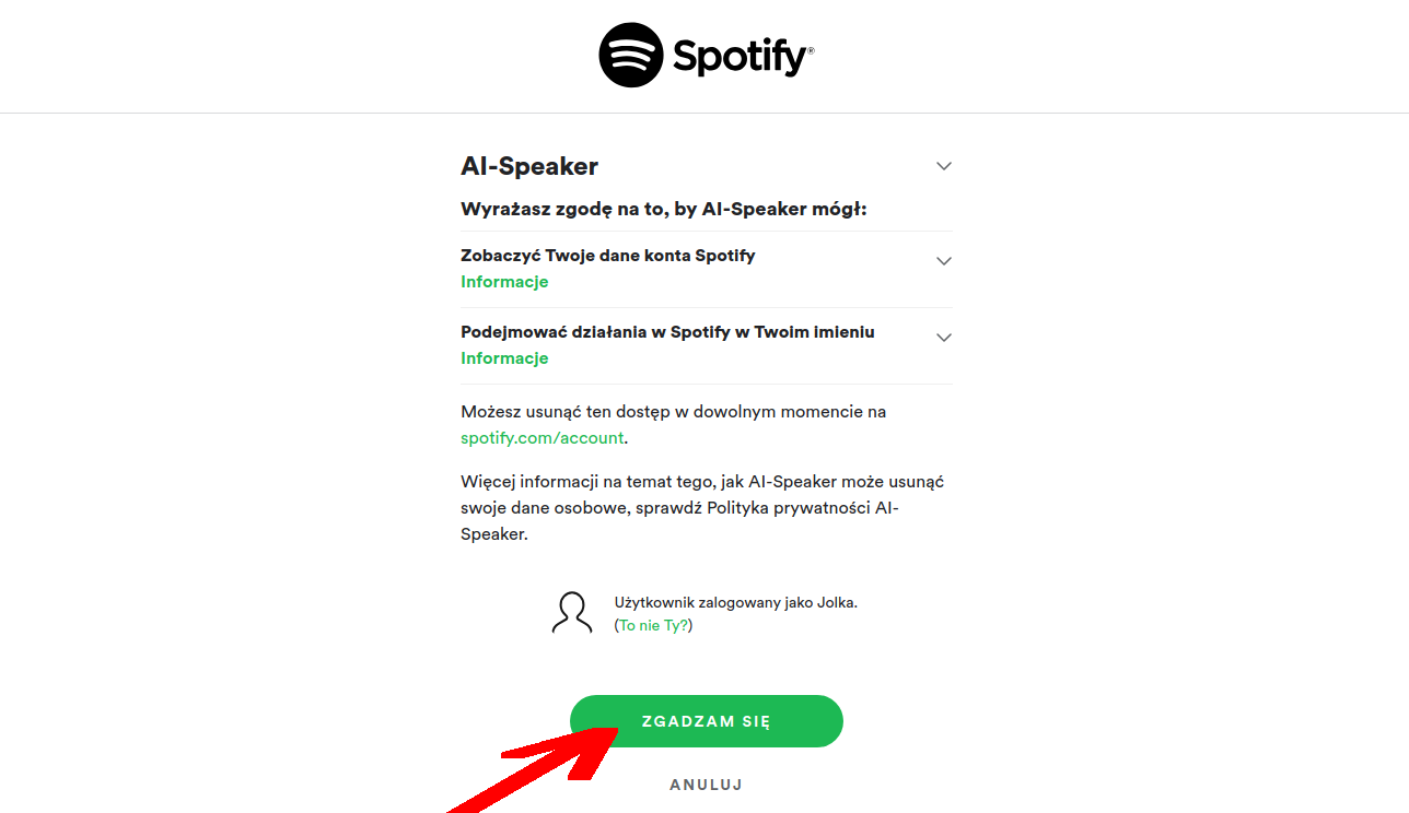 Konfiguracja Spotify